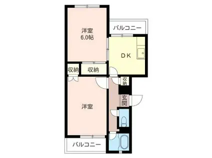 ジョイフル横山(2K/4階)の間取り写真