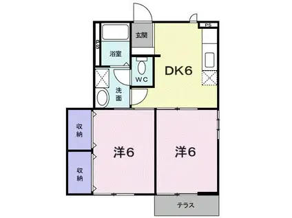 パルテ-ルII(2DK/1階)の間取り写真