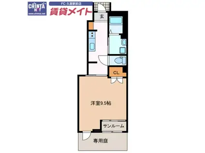 レインボーヒルズ ネクスト(1K/1階)の間取り写真