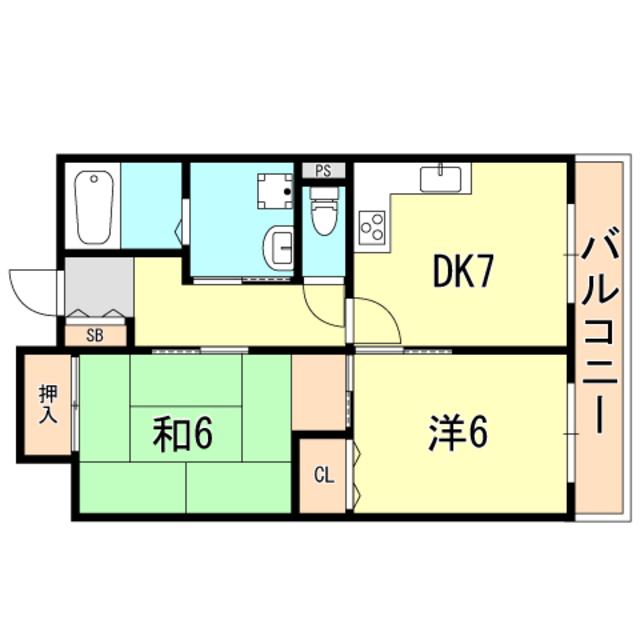 コスタレイ神戸三宮(2DK/4階)の間取り写真