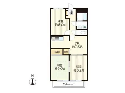 パースガーデンII(3DK/2階)の間取り写真