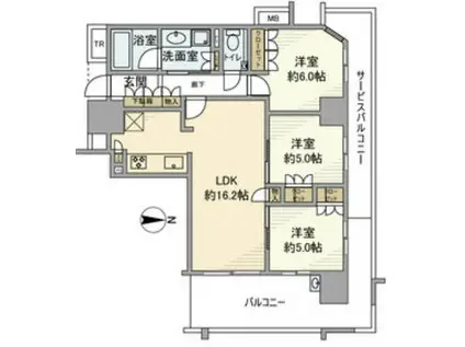 プレミスト泉レジデンス(3LDK/7階)の間取り写真