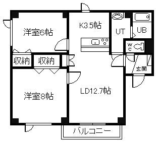 セトルかわはら(2LDK/2階)の間取り写真