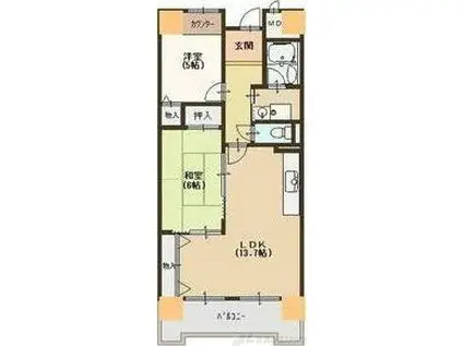 キオプラザ天満橋(2LDK/4階)の間取り写真