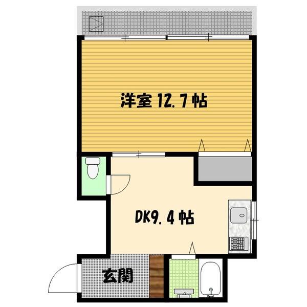 T・Kビル(1LDK/4階)の間取り写真