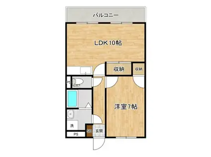 セブンラックマンション(1LDK/3階)の間取り写真