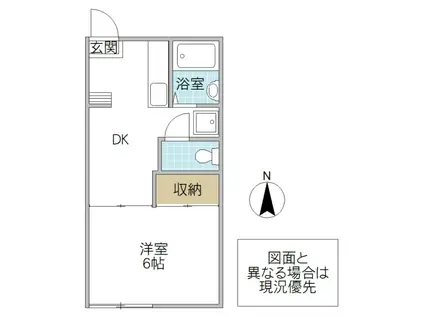 コスモ筑波B(1K/1階)の間取り写真