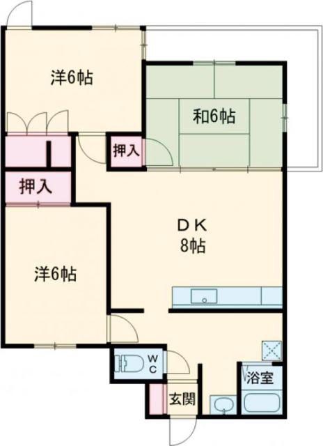 シャトレ長嶺III(3DK/1階)の間取り写真