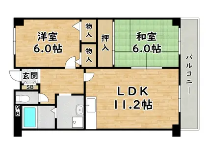ロイヤルコート歌島(2LDK/7階)の間取り写真
