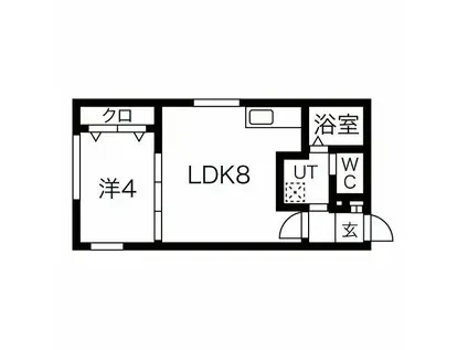 ラフィーネ医大前(1LDK/4階)の間取り写真