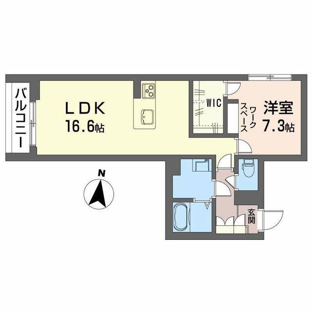 ベレオ万代(1LDK/1階)の間取り写真