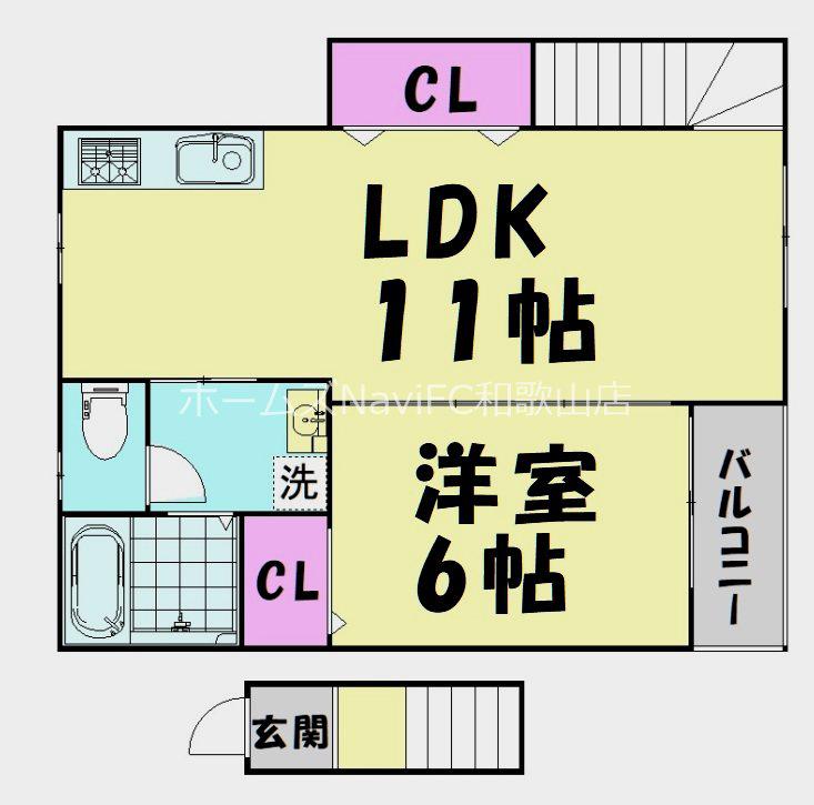 TJ鳴神2(1LDK/2階)の間取り写真