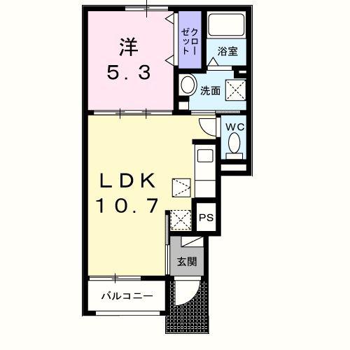 ディアコート 加守(1LDK/1階)の間取り写真