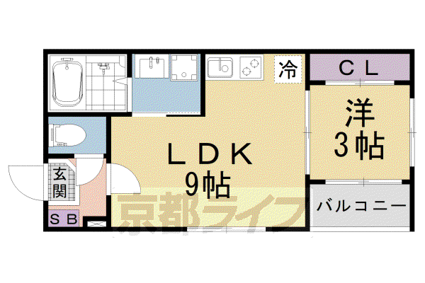 ハーモニーテラス東野舞台町III(1LDK/1階)の間取り写真