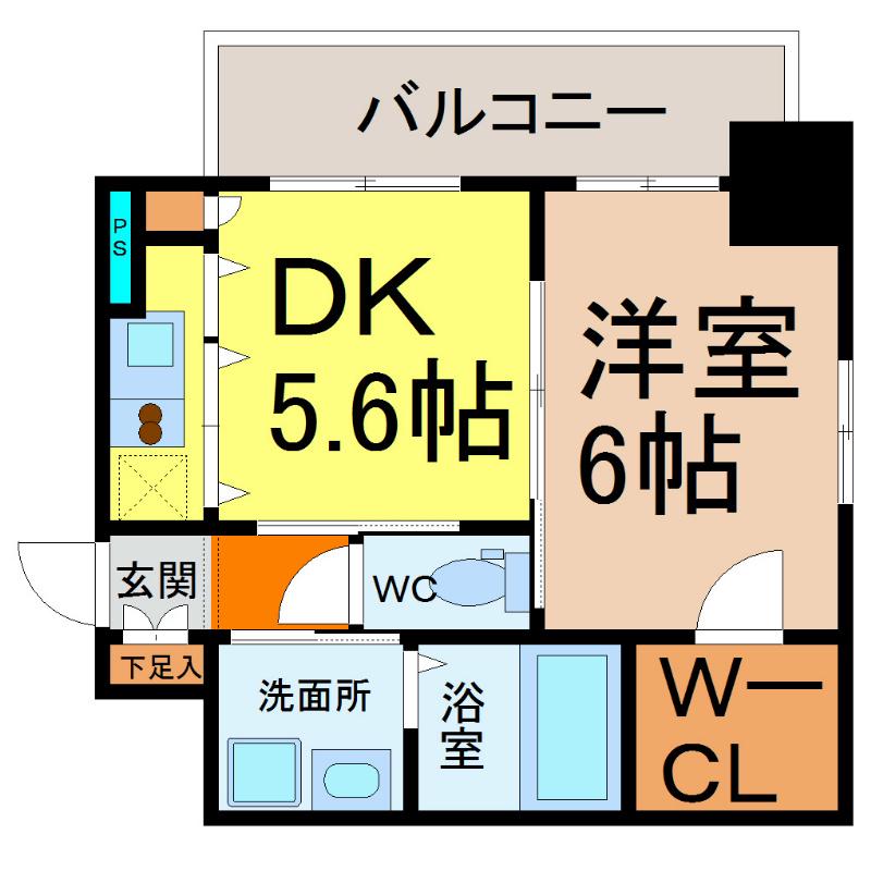 エステムプラザ名古屋駅前プライムタワー(1DK/4階)の間取り写真