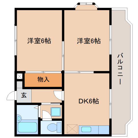 レジデンスISHIHARA(2DK/2階)の間取り写真