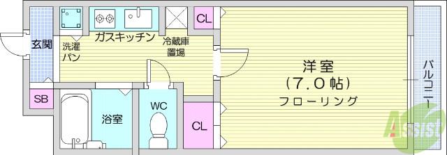 スターライト台原(1K/3階)の間取り写真