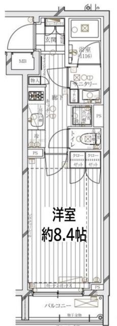 レガリス文京大塚(1K/1階)の間取り写真