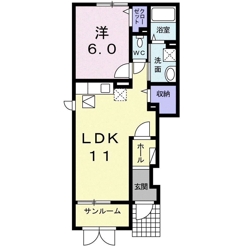 ヴィラ清四郎(1LDK/1階)の間取り写真