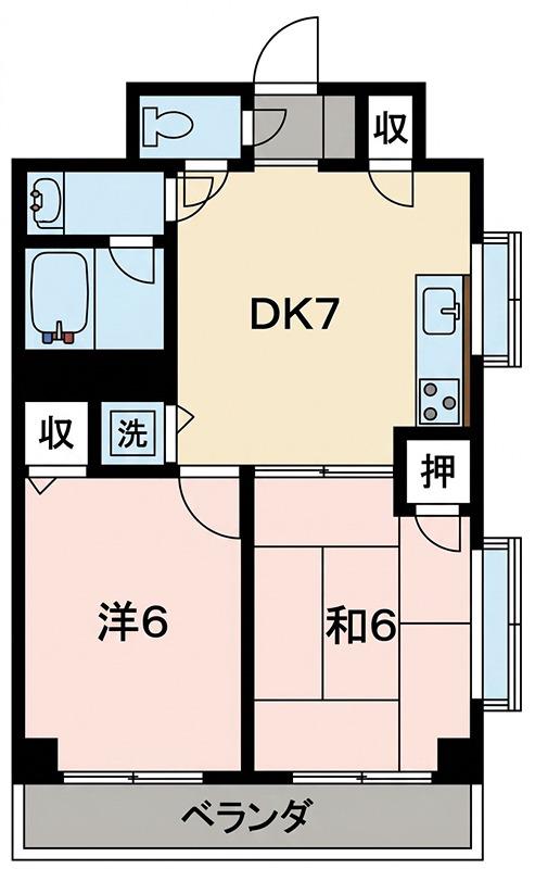 メゾンYK(2DK/3階)の間取り写真