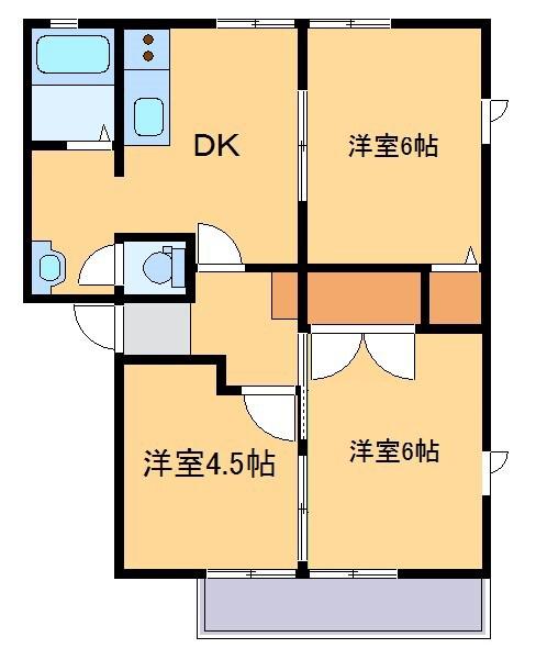 ヴィラプレミール(3DK/2階)の間取り写真