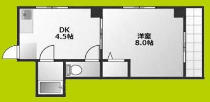 ハイムヤマウチ(1DK/3階)の間取り写真