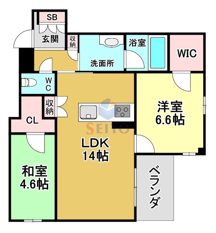 シャーメゾングランデ(2LDK/3階)の間取り写真