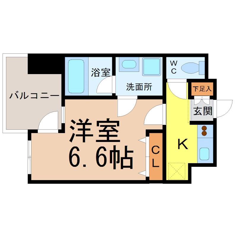 LASANTE東別院(1K/15階)の間取り写真