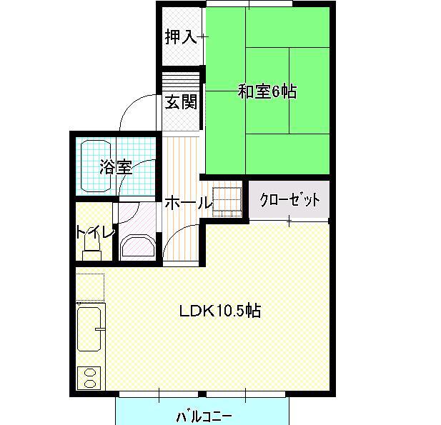 パルム弐番館(1LDK/1階)の間取り写真