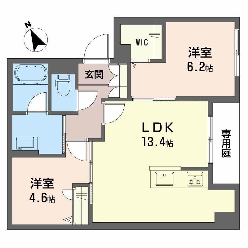 シャーメゾンボスコルーチェ(2LDK/1階)の間取り写真
