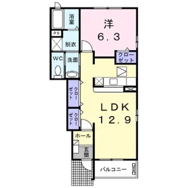 アバンツァーレ(1LDK/1階)の間取り写真