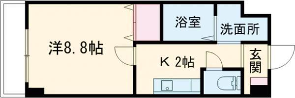 ボヌールポルト(1K/3階)の間取り写真