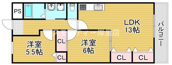 ミサキアソシア(2LDK/5階)の間取り写真