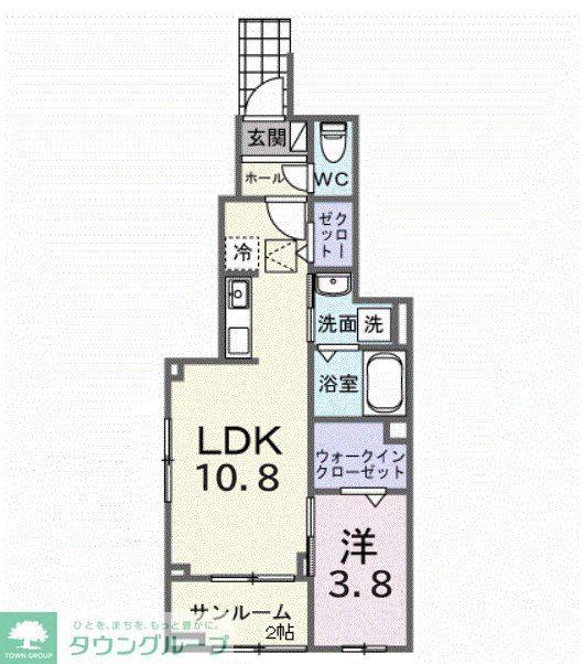 ミルト ブリッサ 大原(1LDK/1階)の間取り写真