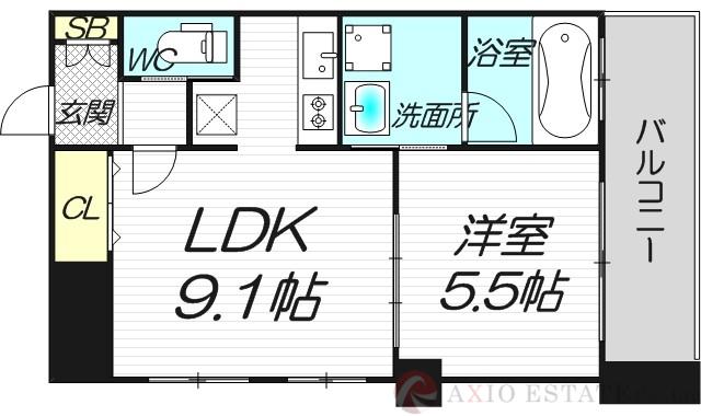 アーバンフラッツ西中島(1LDK/11階)の間取り写真