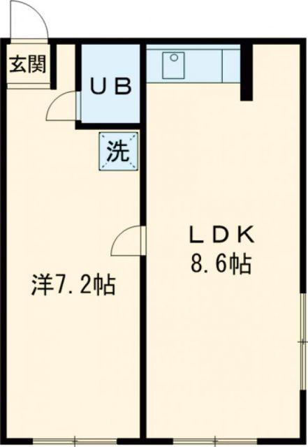 コーポ福生(1LDK/1階)の間取り写真