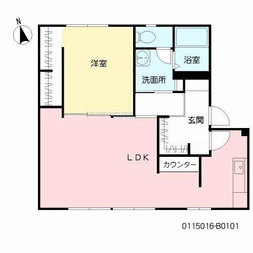 ファミーユ島町 B棟(1LDK/1階)の間取り写真