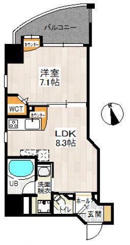 I・REWARD天満町(1LDK/7階)の間取り写真