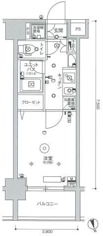 スカイコート蒲田ガーデン(1K/8階)の間取り写真