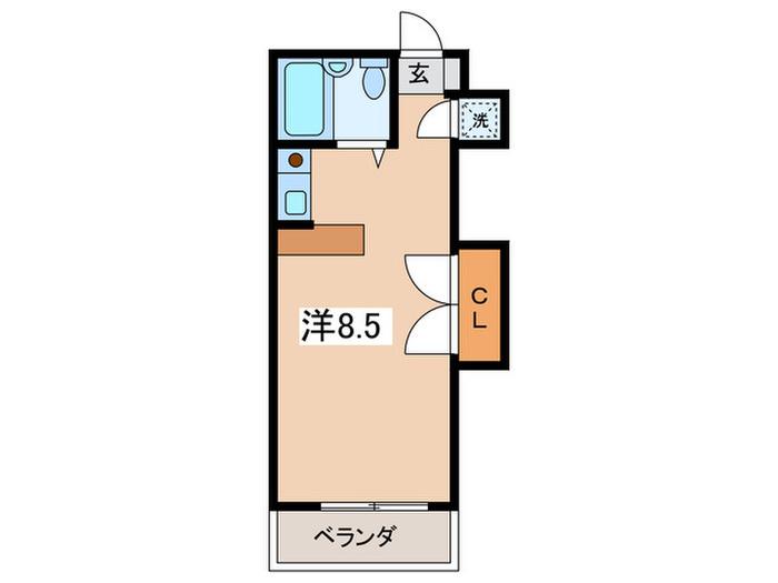 プリモール(ワンルーム/1階)の間取り写真