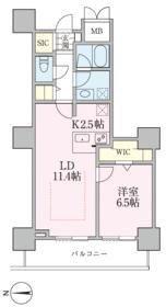 ロイヤルパークスタワー南千住(1LDK/12階)の間取り写真