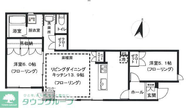 KM FIVE(2LDK/1階)の間取り写真