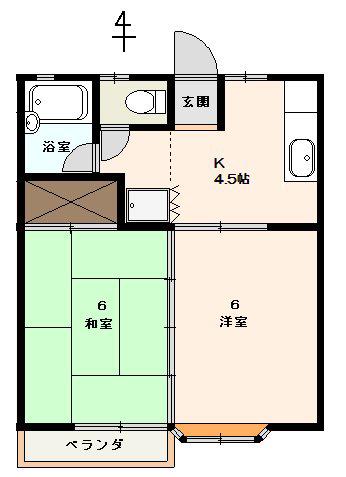ハイムエビス(2K/2階)の間取り写真