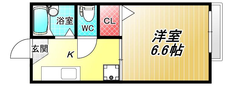 稲葉ハイツ(1K/2階)の間取り写真
