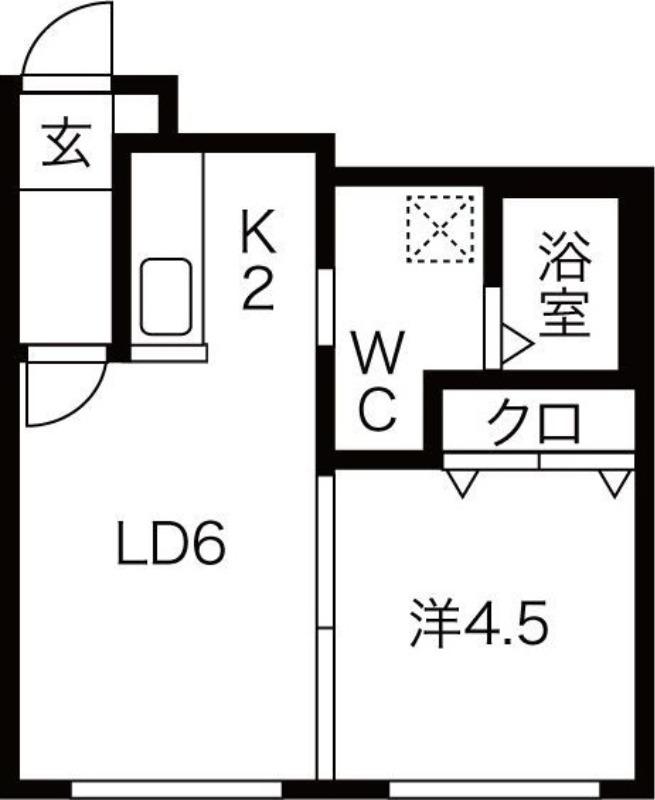 ブランノワールNORD(1LDK/2階)の間取り写真