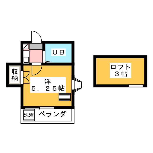 ヒルントヒルズ上石神井A(1K/2階)の間取り写真