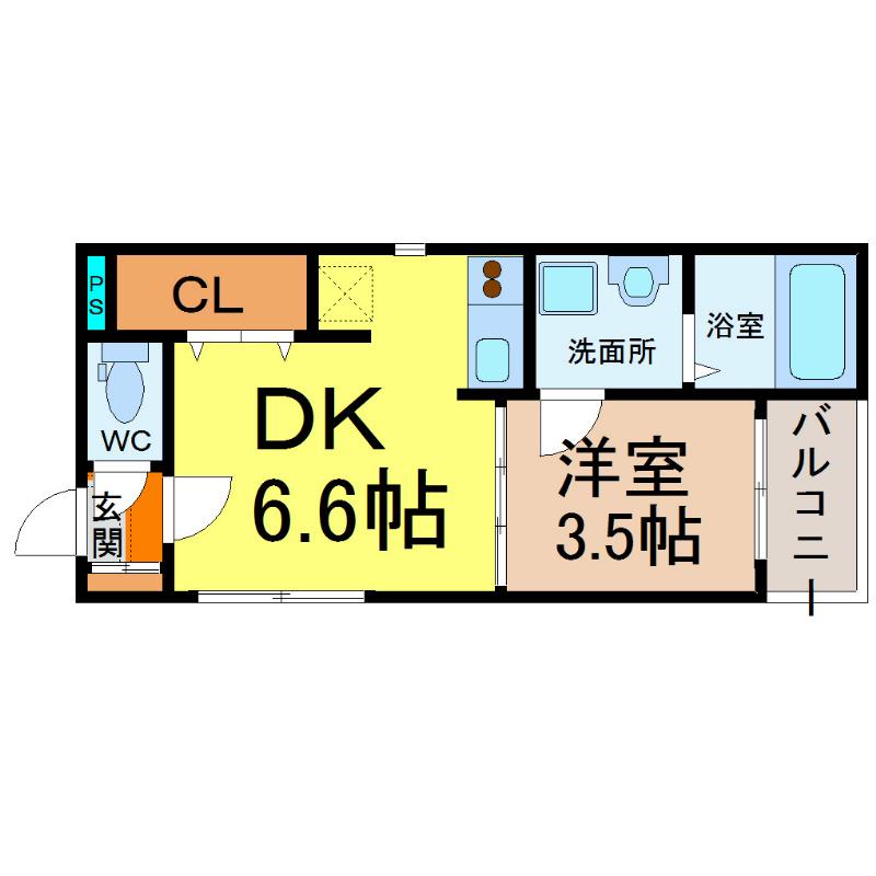 CASA FIORE 浅間町(1DK/3階)の間取り写真