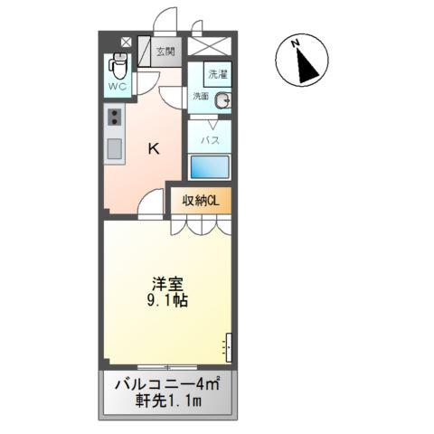 アバンテ・コオリ駅前(1K/2階)の間取り写真