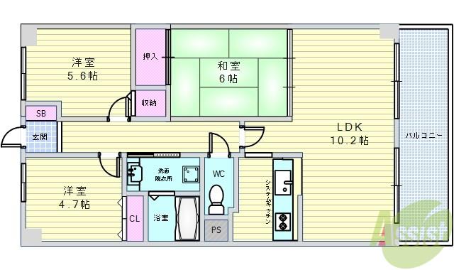クレイン上池田(3LDK/1階)の間取り写真