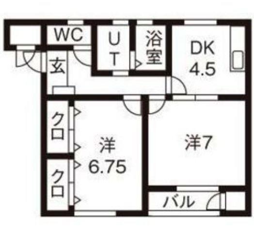 ハレヤマコーポ(2DK/1階)の間取り写真